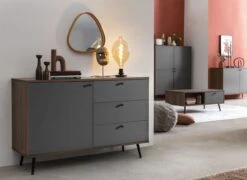 Sideboard Walnuss / Grau 395936