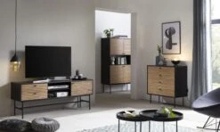 Highboard Schwarz / Eiche Echtholzfurnier 395912 -Betten Prinz Verkäufe 3104 1280x1280