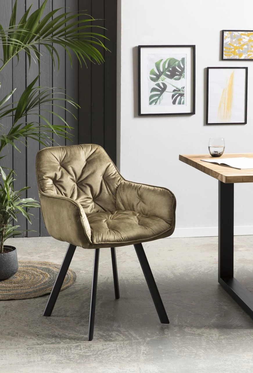 Esszimmerstuhl 2er Set Vintage-Samtvelour 1 Esszimmerstuhl 2er Set Vintage-Samtvelour