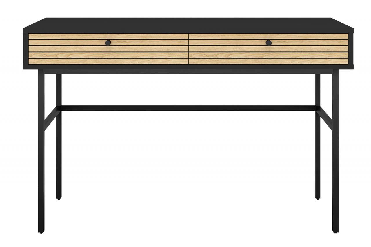 Schreibtisch Schwarz/Eiche Echtholzfurnier 395905 2 Schreibtisch Schwarz/Eiche Echtholzfurnier 395905 – Bild 2