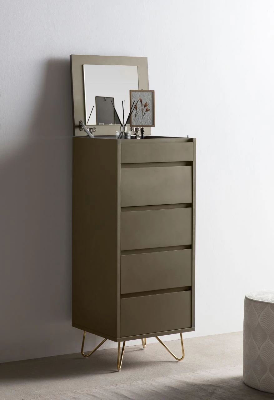 Kommode Hoch Mit 4 Schubladen Und 1 Fach, Inkl. Spiegel 8 Kommode Hoch Mit 4 Schubladen Und 1 Fach, Inkl. Spiegel – Bild 8